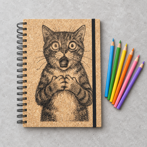 Libreta Gato Sorprendido TC1001 con lápices de colores